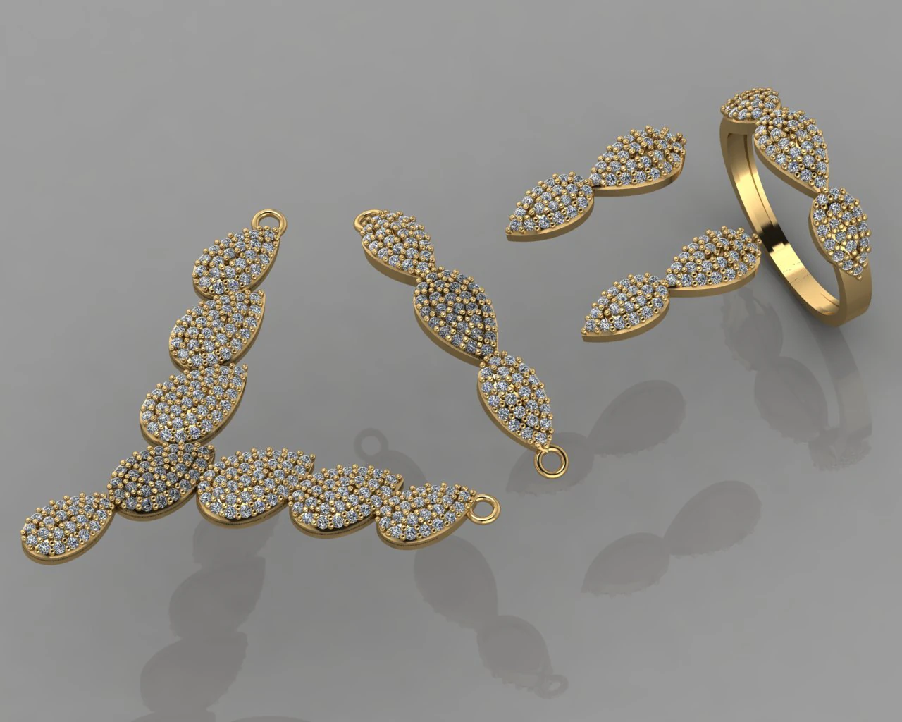 gc gold ss006- diamond set small set 3D Print Model .c4d .max .obj .3ds .fbx .stl .blend 