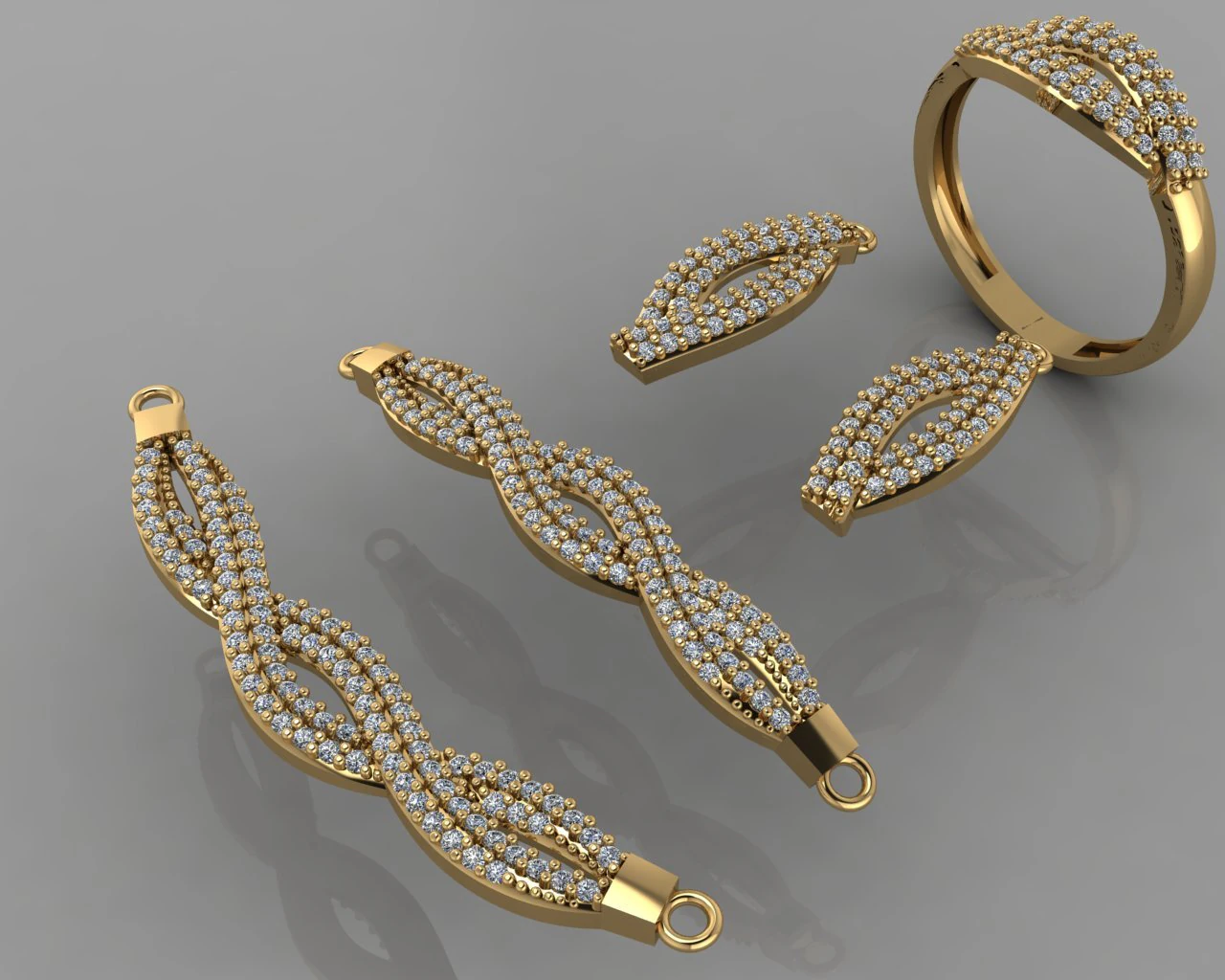 gc gold ss009- conjunto de diamantes pequeno conjunto Modelo de Impressão 3D .c4d .max .obj .3ds .fbx .stl .blend 