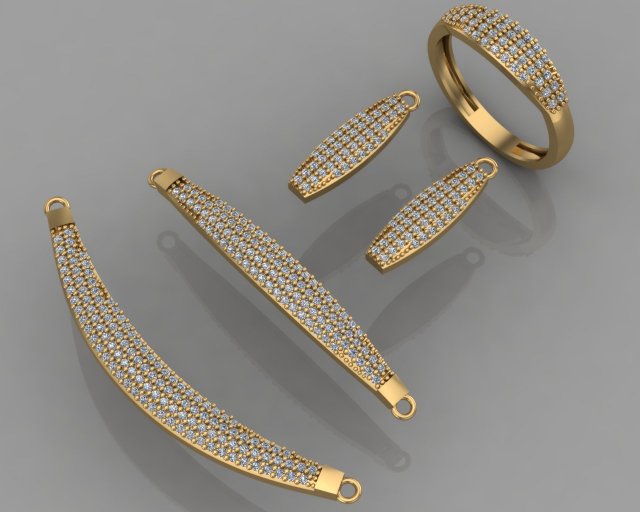 gc gold ss010 - diamond set small set 3D Принт Модель .c4d .max .obj .3ds .fbx .stl .blend 