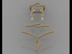 gc gold ss011 - serti de diamants petit ensemble Modèles 3D en vedette