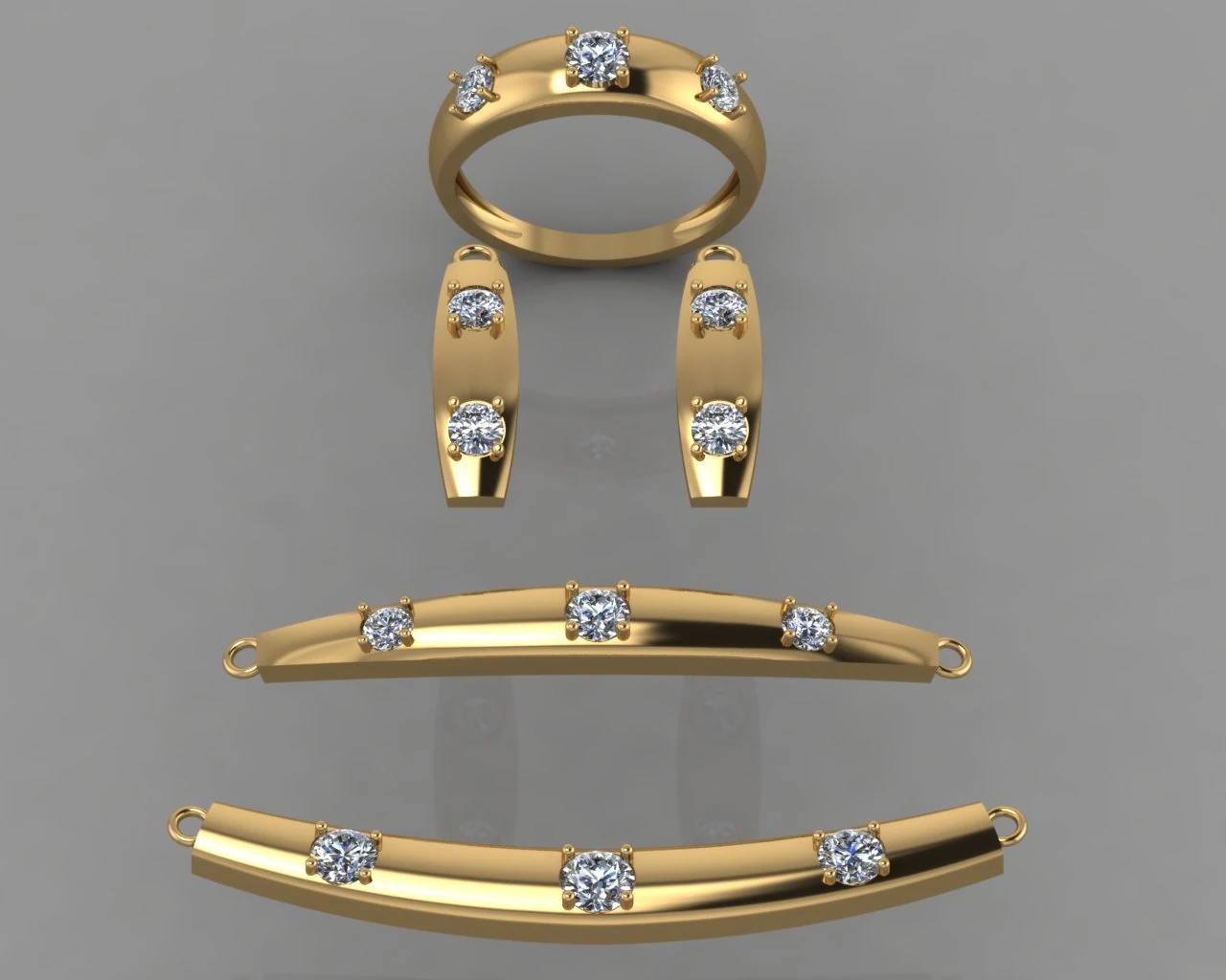 gc gold ss019- diamond set small set 3D Print Model .c4d .max .obj .3ds .fbx .stl .blend 