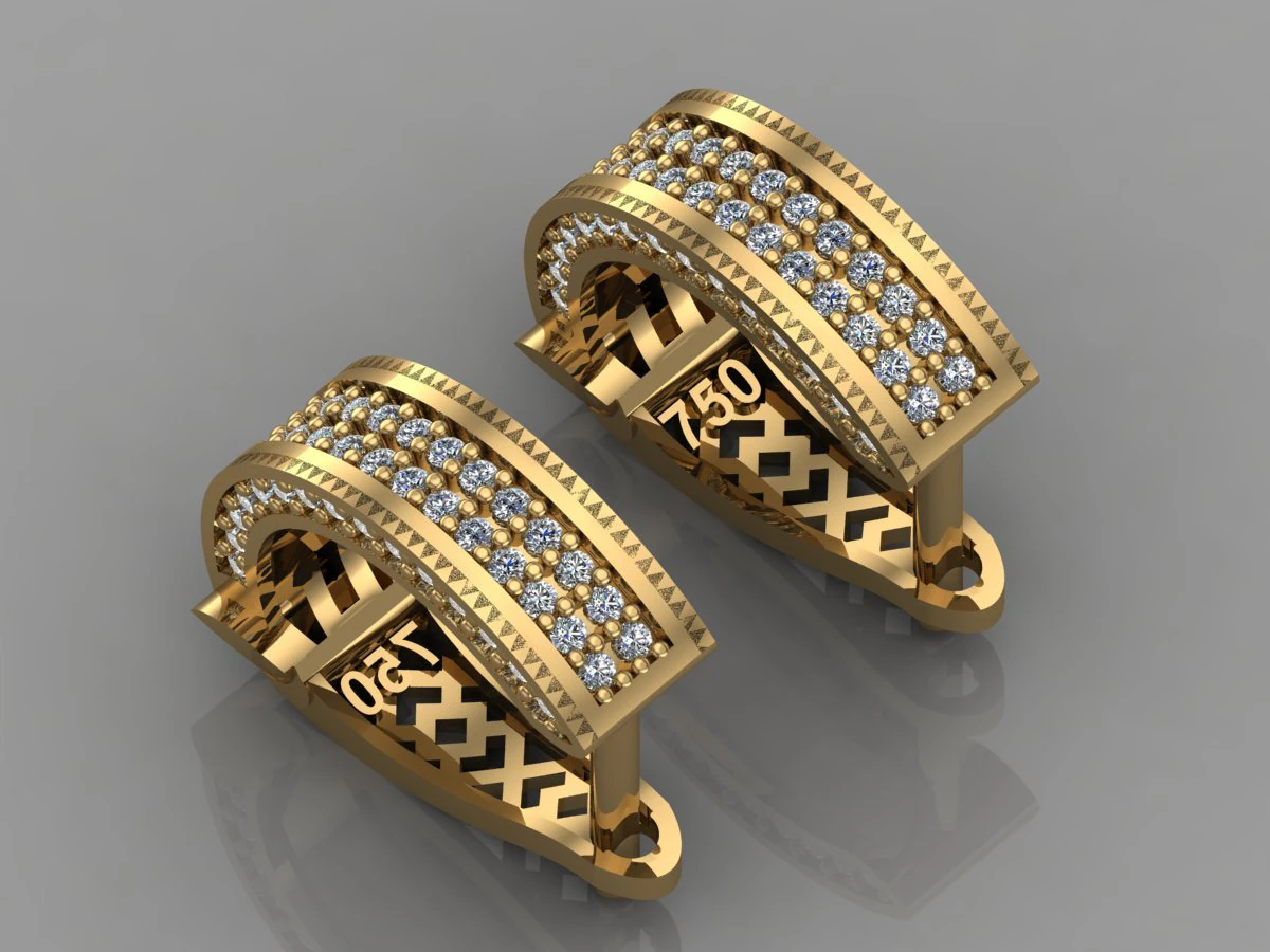 gc gold e001 - diamond earring 3D Print Model .c4d .max .obj .3ds .fbx .stl .blend 