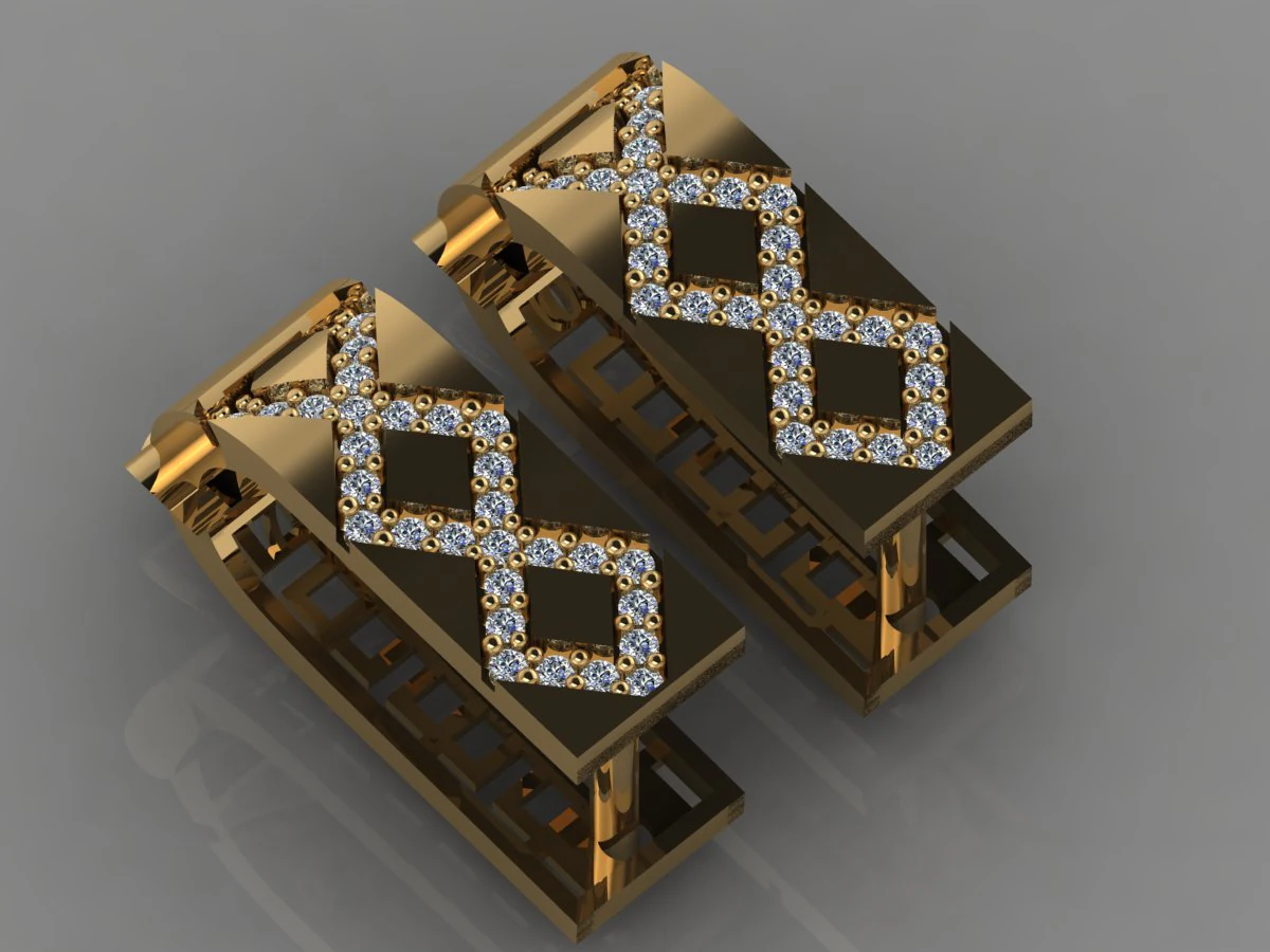 gc gold e002 - diamond earring 3D Print Model .c4d .max .obj .3ds .fbx .stl .blend 