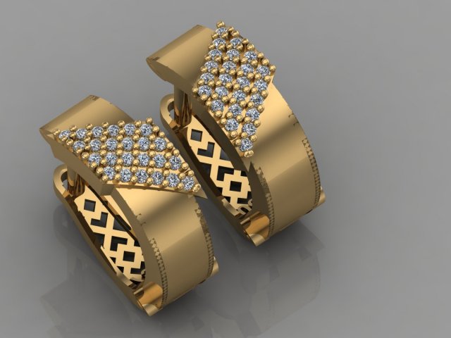gc gold e005- diamond earring 3D प्रिंट मॉडल .c4d .max .obj .3ds .fbx .stl .blend 