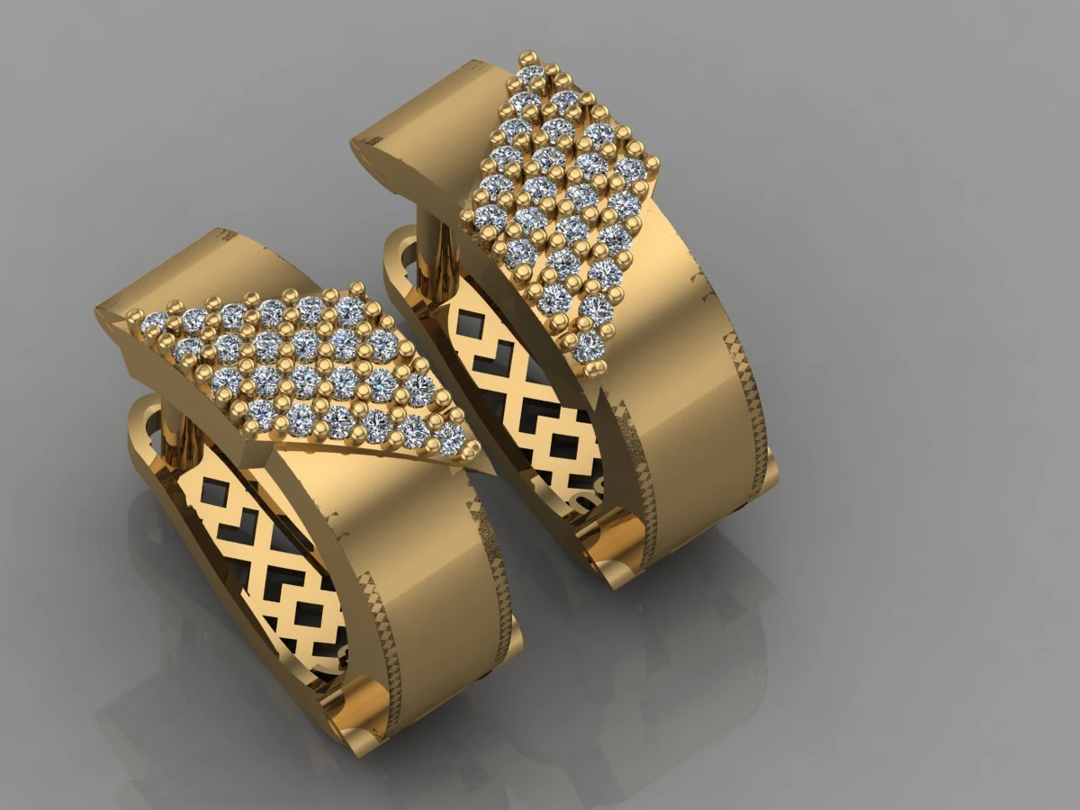 gc gold e005- diamond earring 3D Print Model .c4d .max .obj .3ds .fbx .stl .blend 