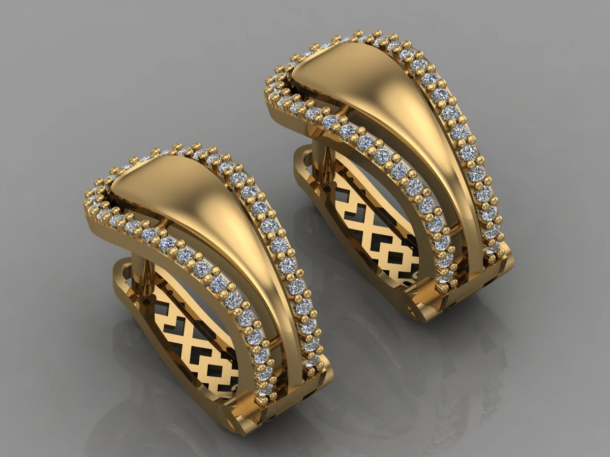 gc gold e006- diamond earring 3D Print Model .c4d .max .obj .3ds .fbx .stl .blend 