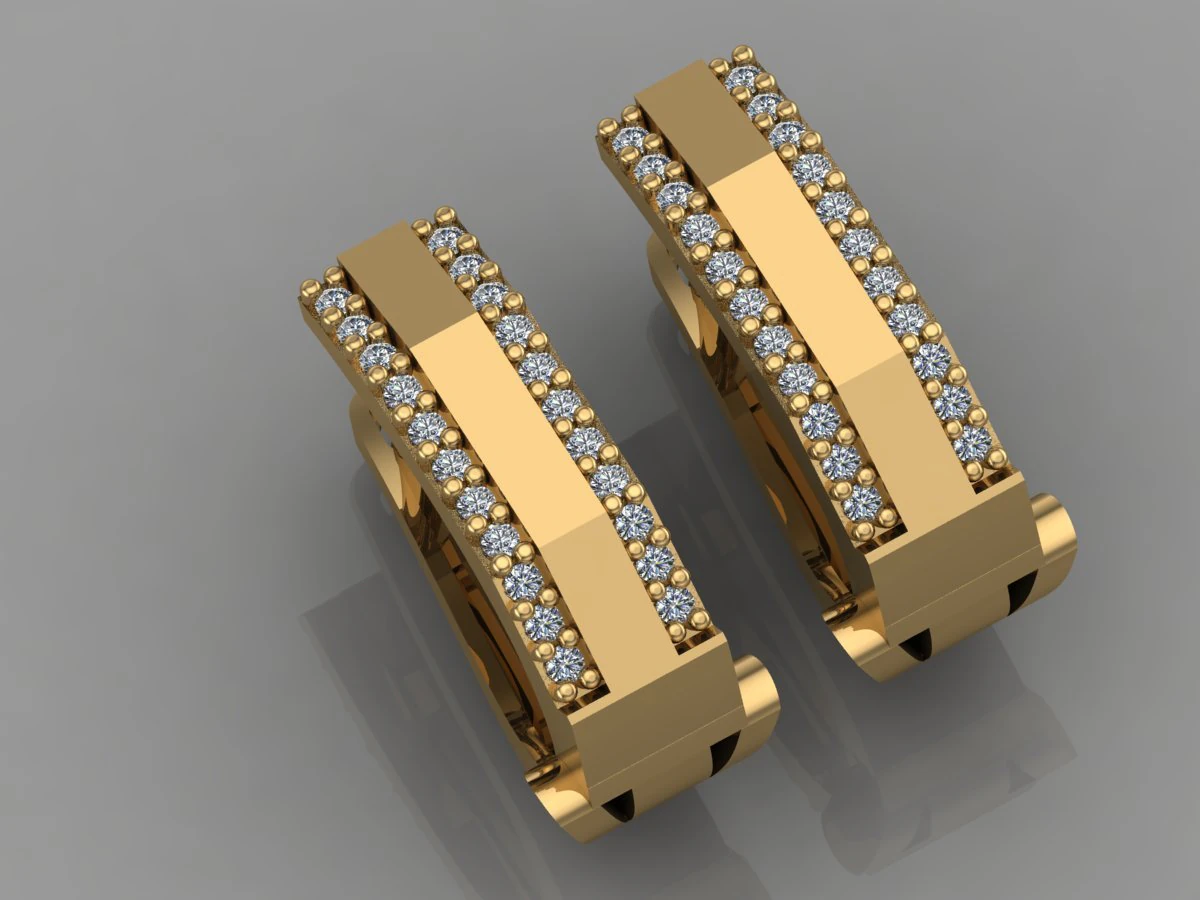 gc gold e007- diamond earring 3D Print Model .c4d .max .obj .3ds .fbx .stl .blend 