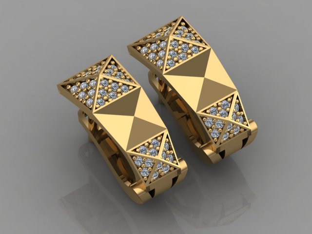 gc gold e008- diamond earring Modelo de Impressão 3D .c4d .max .obj .3ds .fbx .stl .blend 
