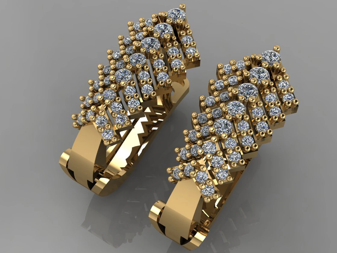 gc gold e012- diamond earring 3D Print Model .c4d .max .obj .3ds .fbx .stl .blend