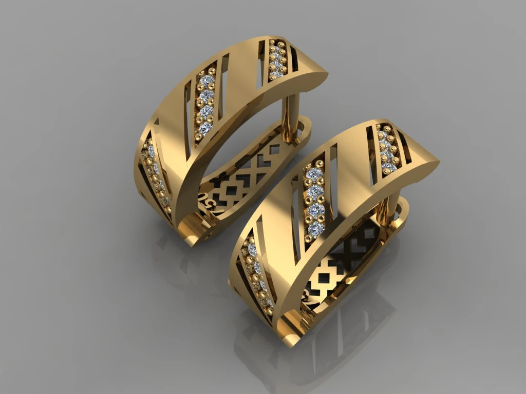 gc ouro e0013- brinco de diamante Modelo de Impressão 3D .c4d .max .obj .3ds .fbx .stl .blend