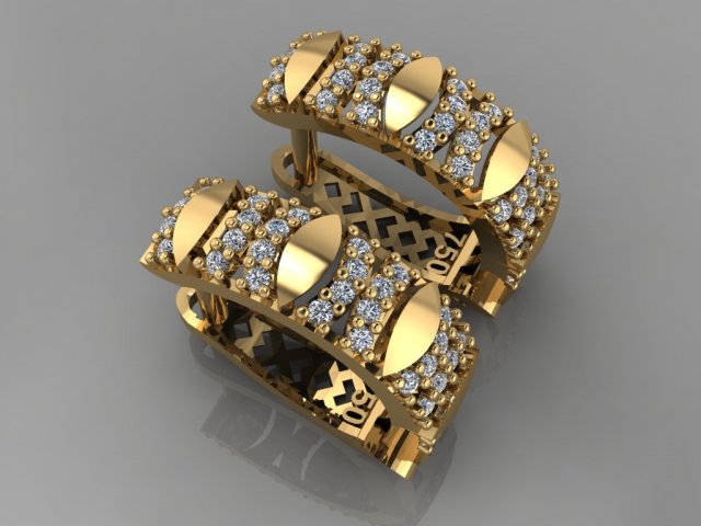 gc gold e0016- diamond earring Modèles 3D en vedette .c4d .max .obj .3ds .fbx .stl .blend 