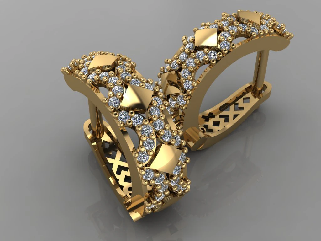 gc gold e0017- diamond earring 3D Print Model .c4d .max .obj .3ds .fbx .stl .blend 