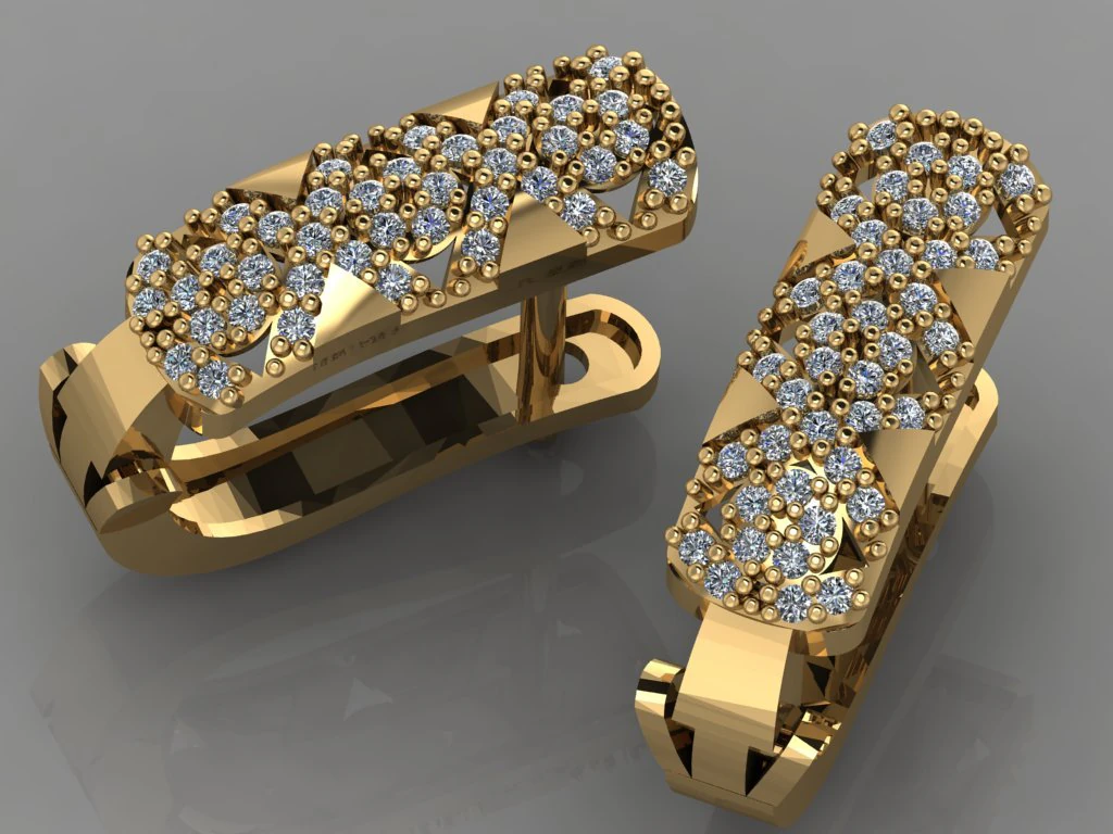 gc gold e0020- diamond earring 3D Print Model .c4d .max .obj .3ds .fbx .stl .blend 