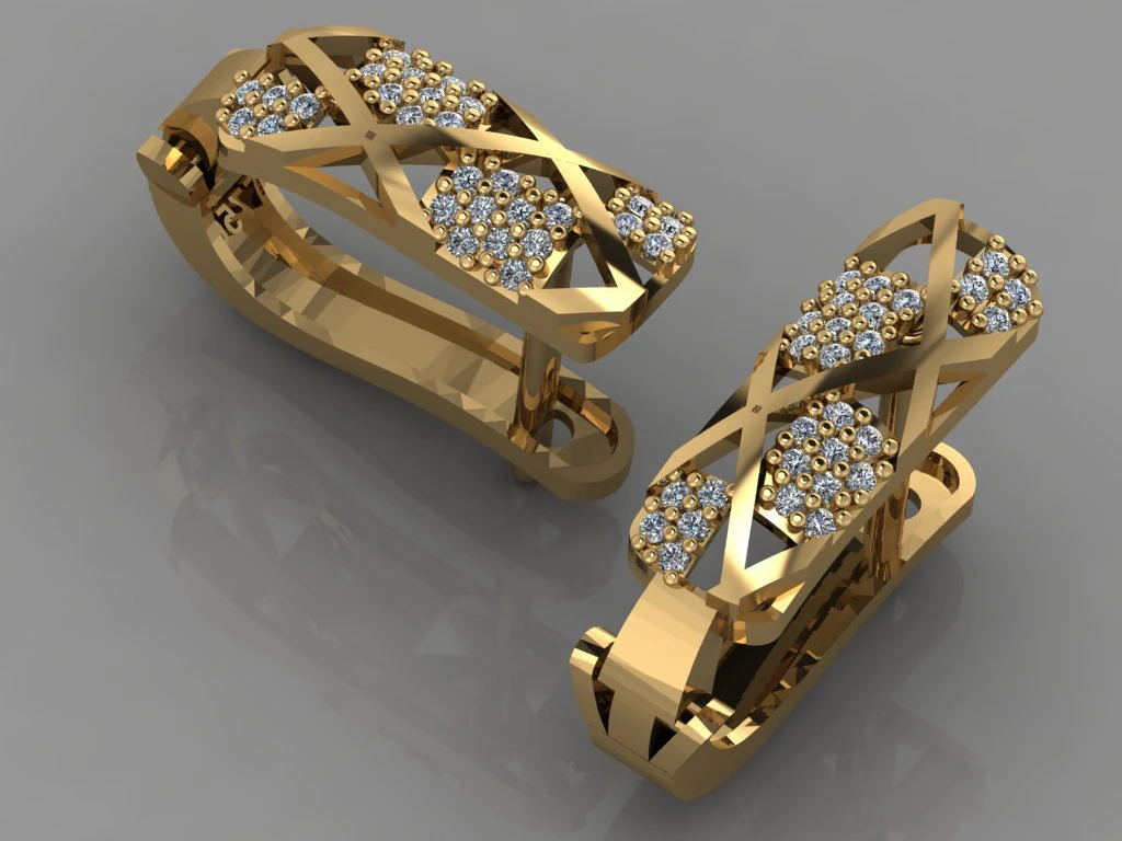 gc gold e0019- diamond earring 3D Print Model .c4d .max .obj .3ds .fbx .stl .blend 