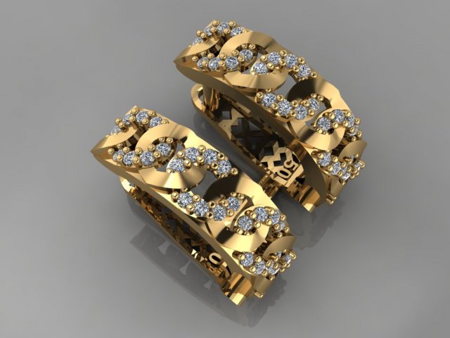 gc gold e0021- diamond earring 3Dプリントモデル .c4d .max .obj .3ds .fbx .stl .blend 