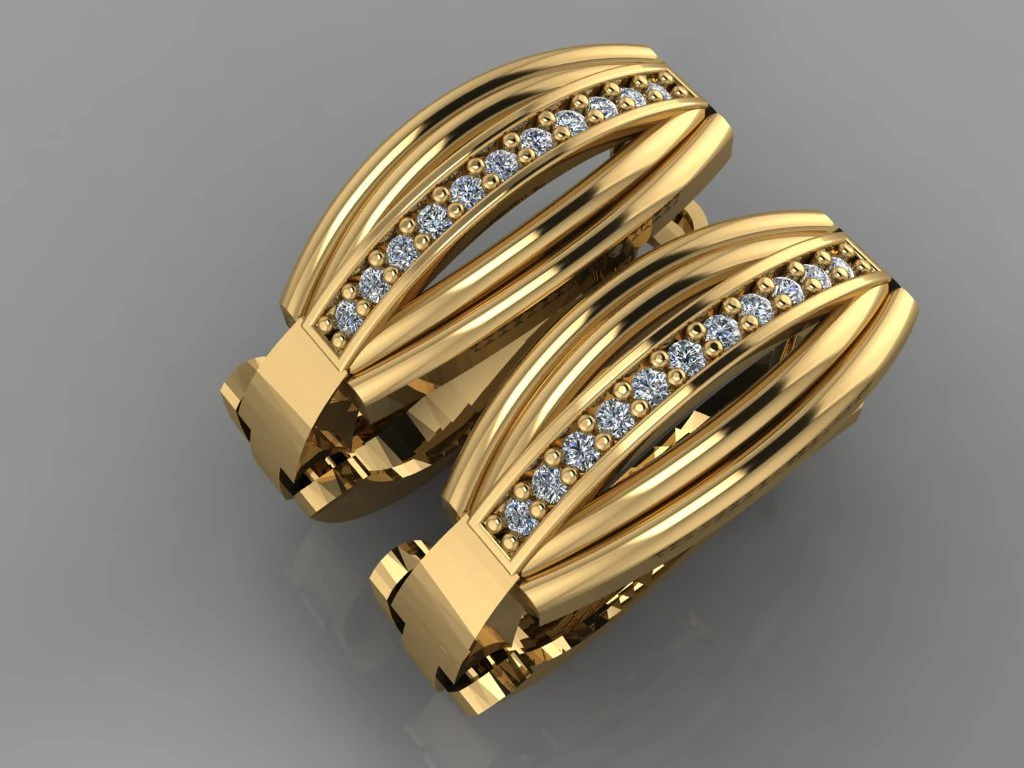 gc gold e0022- diamond earring 3D Print Model .c4d .max .obj .3ds .fbx .stl .blend 