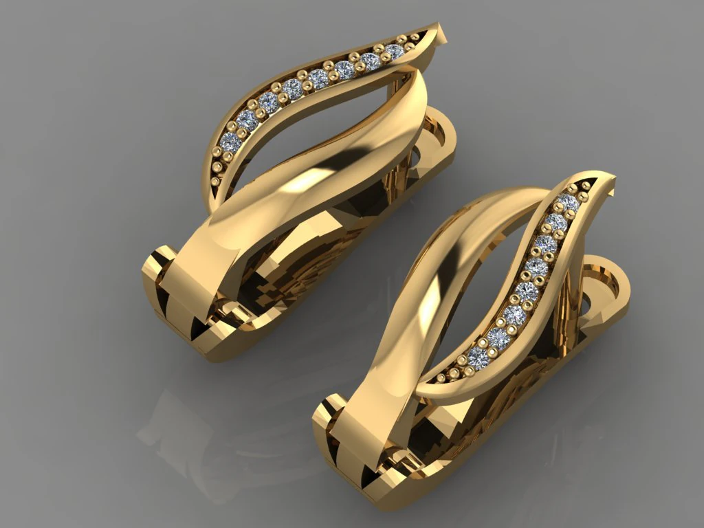 gc gold e0023- diamond earring 3D Print Model .c4d .max .obj .3ds .fbx .stl .blend 