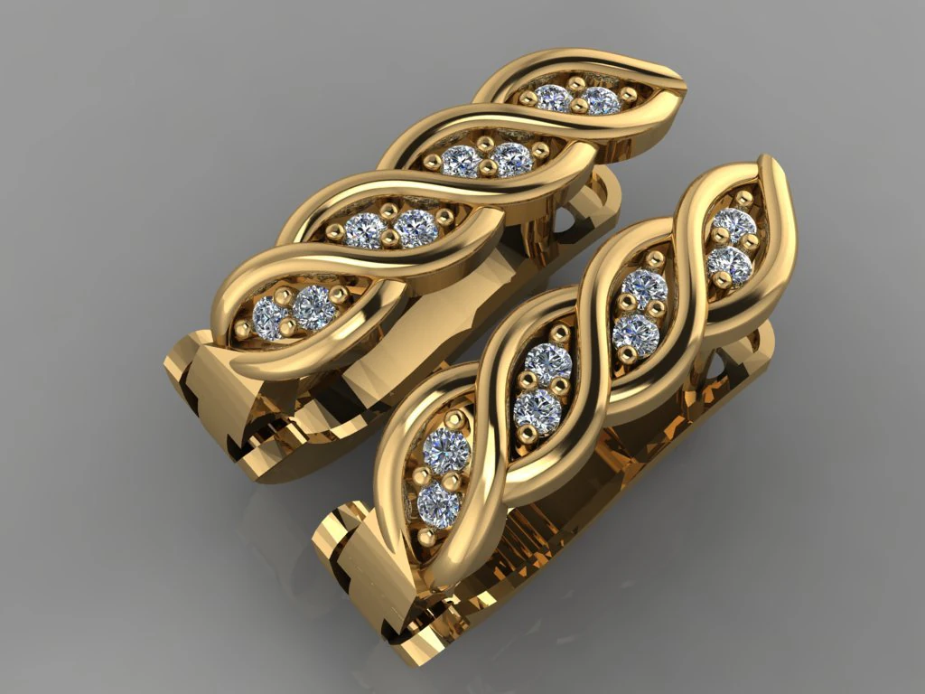 gc gold e0027- diamond earring 3D Print Model .c4d .max .obj .3ds .fbx .stl .blend