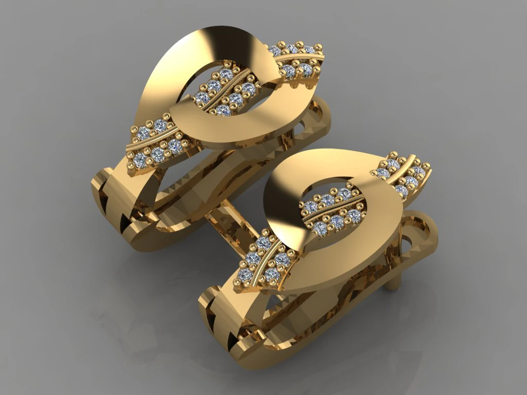 gc gold e0028- diamond earring 3D Print Model .c4d .max .obj .3ds .fbx .stl .blend 