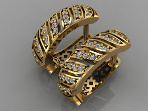 gc gold e0029- diamond earring 3D Print Model