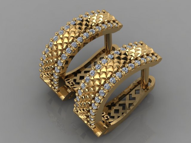 gc gold e0030- diamond earring Modelo de Impressão 3D .c4d .max .obj .3ds .fbx .stl .blend 