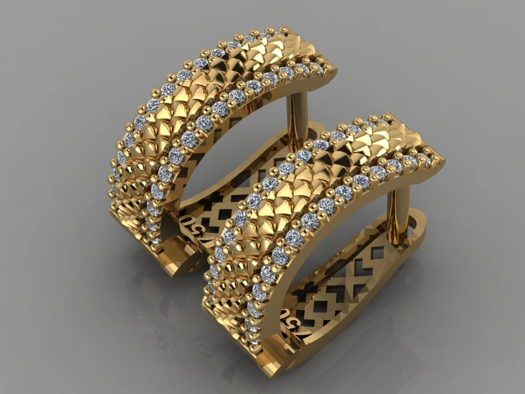 gc gold e0030- diamond earring 3D Print Model .c4d .max .obj .3ds .fbx .stl .blend 