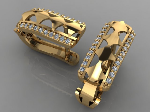 gc gold e0031- diamond earring Modelo de Impressão 3D .c4d .max .obj .3ds .fbx .stl .blend 