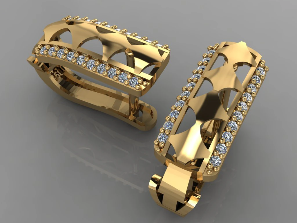 gc gold e0031- diamond earring 3D Print Model .c4d .max .obj .3ds .fbx .stl .blend