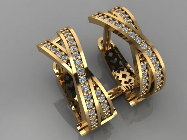 gc gold e0032- diamond earring 3D Print Model .c4d .max .obj .3ds .fbx .stl .blend 