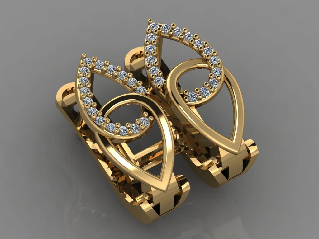 gc gold e0033- diamond earring 3D Print Model .c4d .max .obj .3ds .fbx .stl .blend 