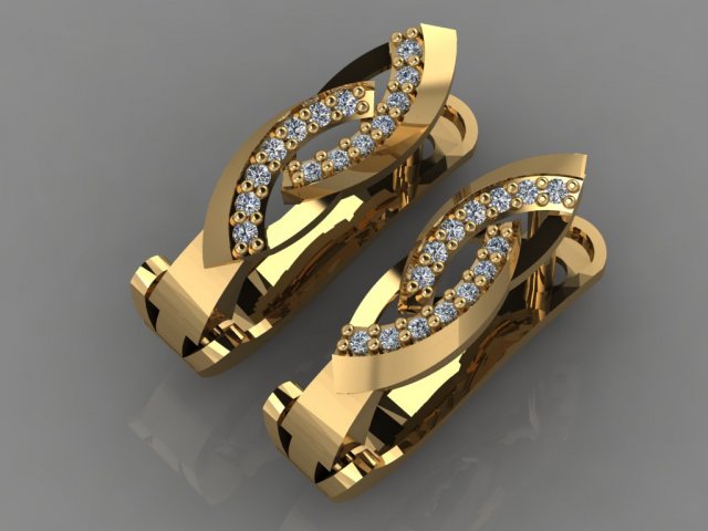 gc gold e0034- diamond earring 3D Print Model .c4d .max .obj .3ds .fbx .stl .blend 
