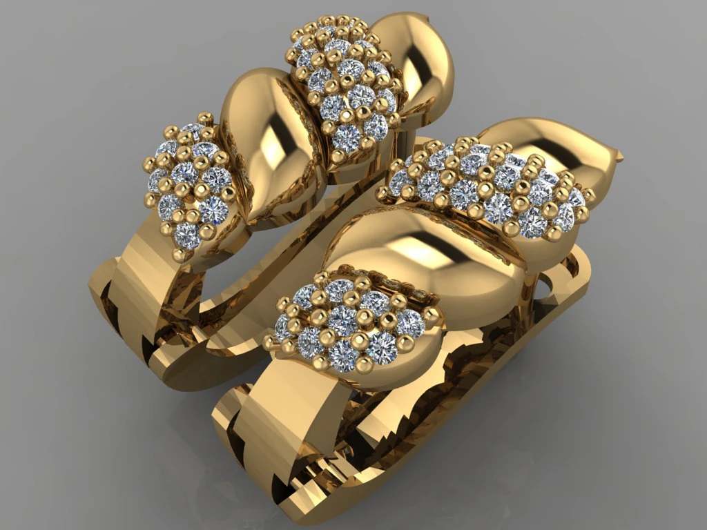 gc ouro e0035- brinco de diamante Modelo de Impressão 3D .c4d .max .obj .3ds .fbx .stl .blend 