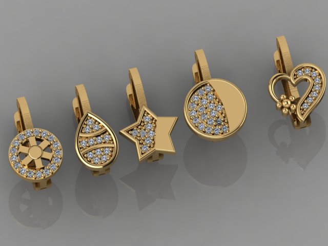 gc gold e0037- diamond earring Model Cetak 3D .c4d .max .obj .3ds .fbx .stl .blend 
