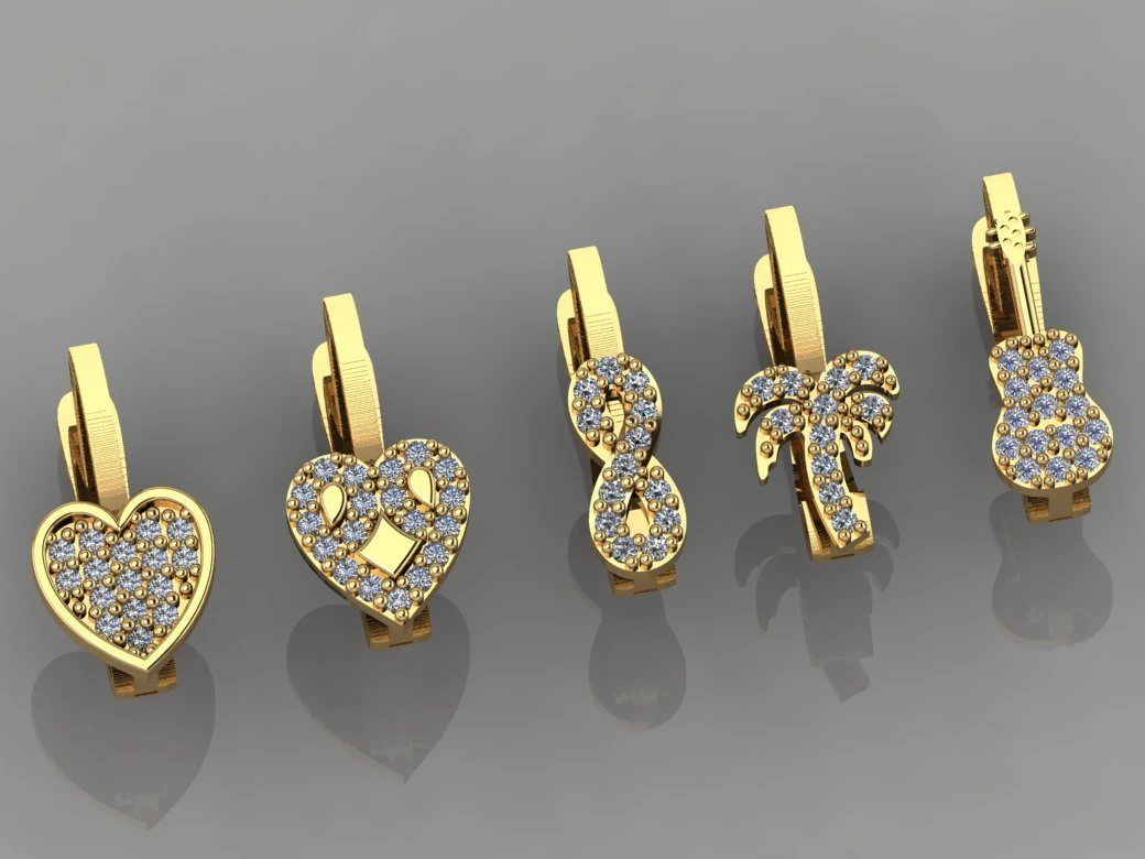 gc gold e0038- diamond earring 3D Print Model .c4d .max .obj .3ds .fbx .stl .blend 