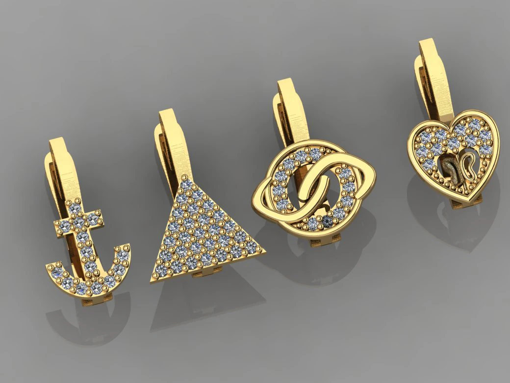 gc ouro e0039- brinco de diamante Modelo de Impressão 3D .c4d .max .obj .3ds .fbx .stl .blend 