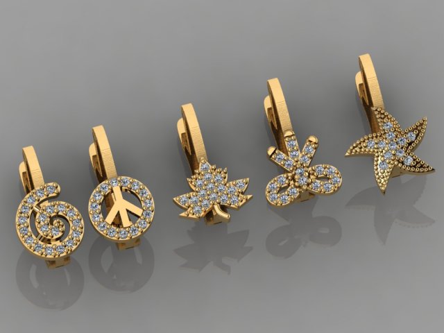 gc gold e0040- diamond earring Modelo de impresión 3D .c4d .max .obj .3ds .fbx .stl .blend 