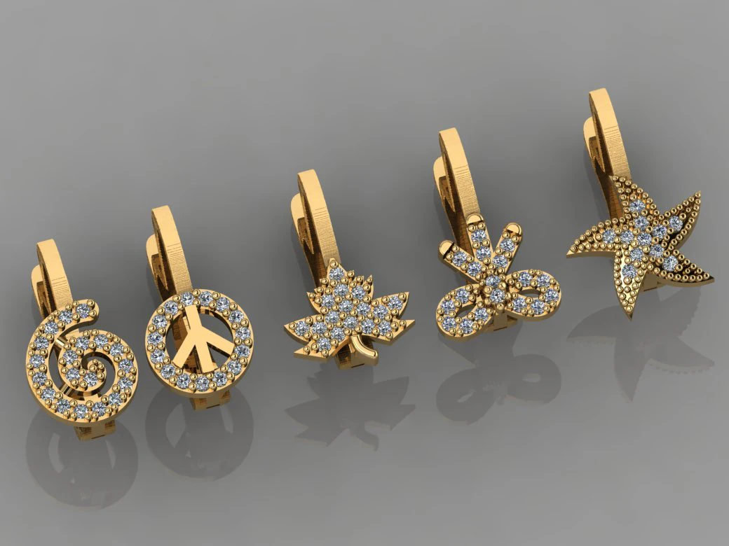 gc gold e0040- diamond earring 3D Print Model .c4d .max .obj .3ds .fbx .stl .blend 