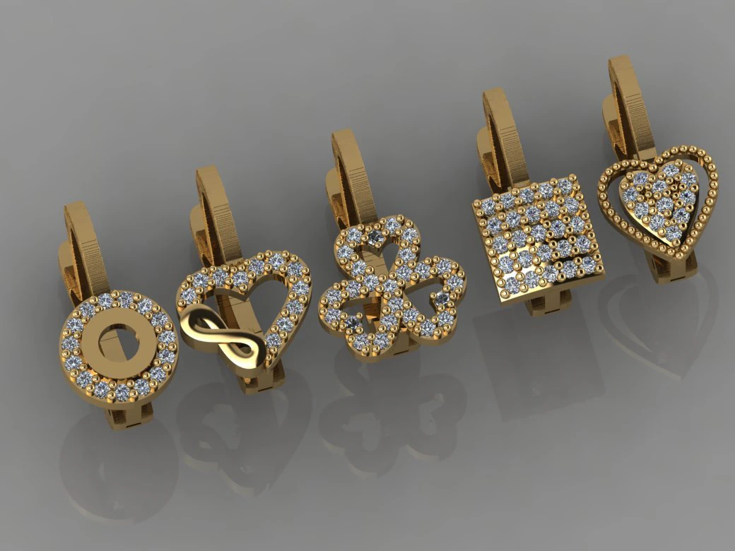 gc gold e0041-diamond earring 3D Print Model .c4d .max .obj .3ds .fbx .stl .blend