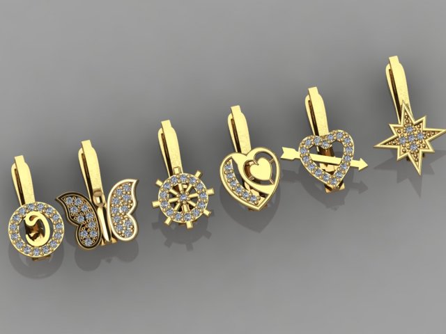 gc gold e0042-diamond earring Modelo de impresión 3D .c4d .max .obj .3ds .fbx .stl .blend 