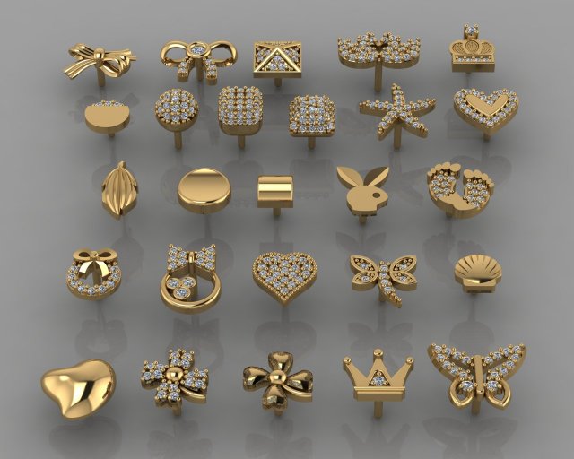 gc gold e0043-diamond earring Modello di stampa 3D .c4d .max .obj .3ds .fbx .stl .blend 