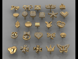 gc gold e0043-diamond earring 3D 프린트 모델