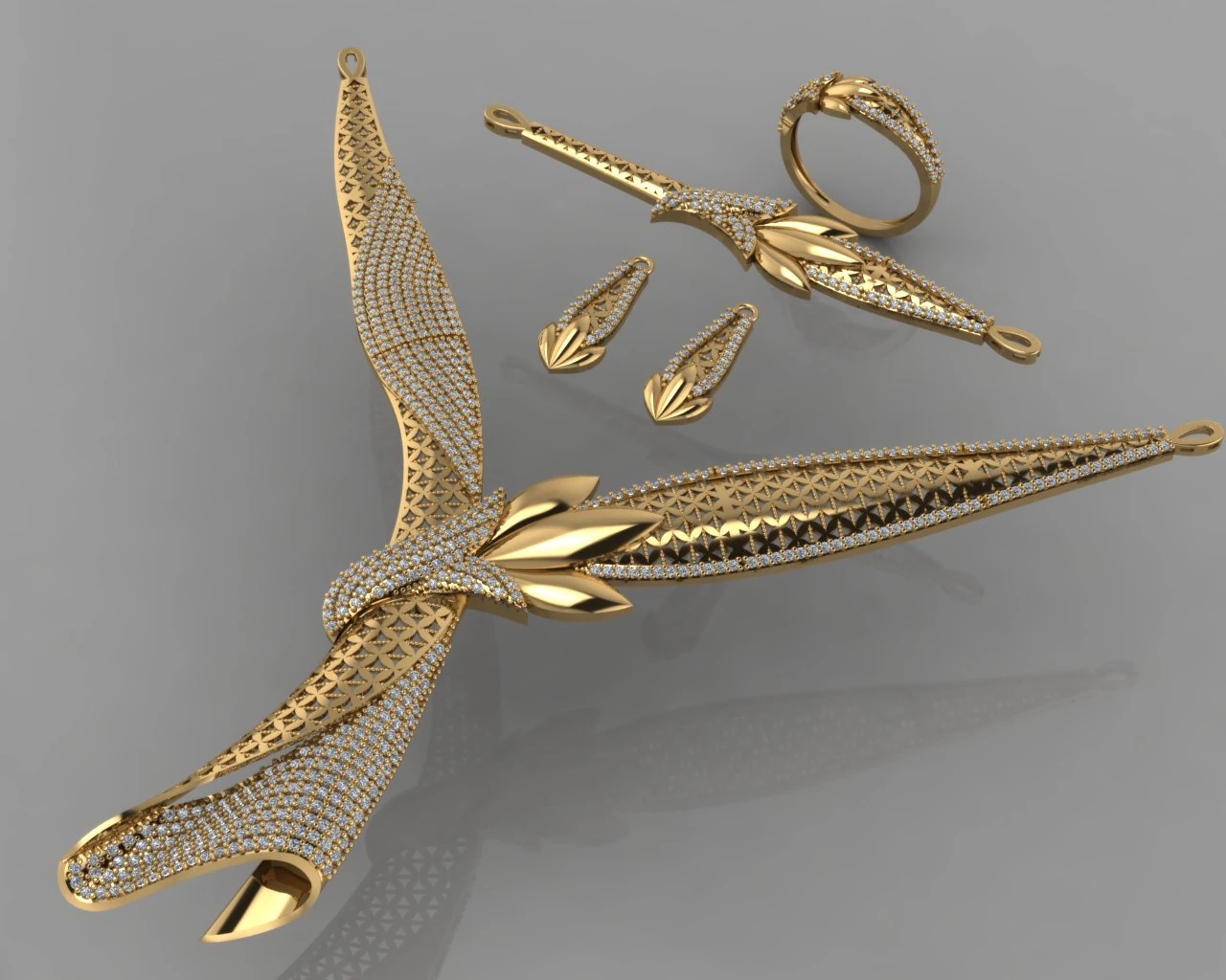 gc gold s001 - diamond set 3D Print Model .c4d .max .obj .3ds .fbx .stl .blend 