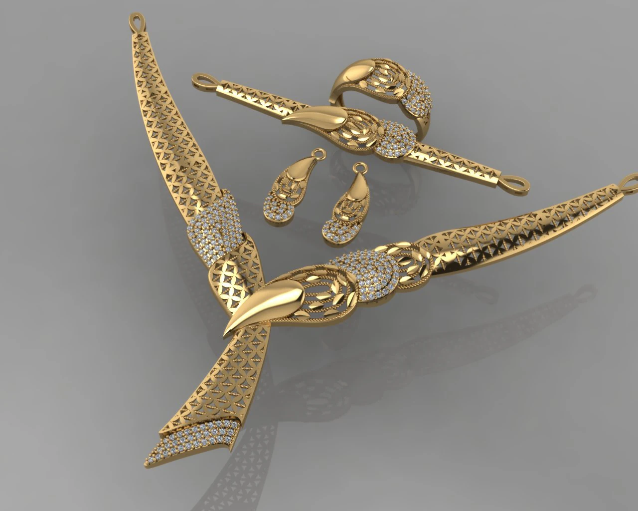 gc gold s002- conjunto de diamantes Modelo de Impressão 3D .c4d .max .obj .3ds .fbx .stl .blend 