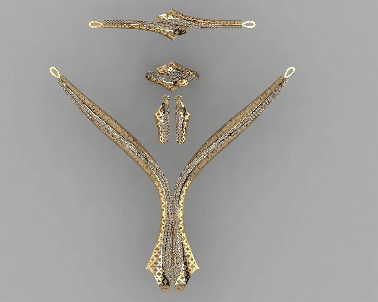 gc gold s003- conjunto de diamantes Modelo de Impressão 3D .c4d .max .obj .3ds .fbx .stl .blend 