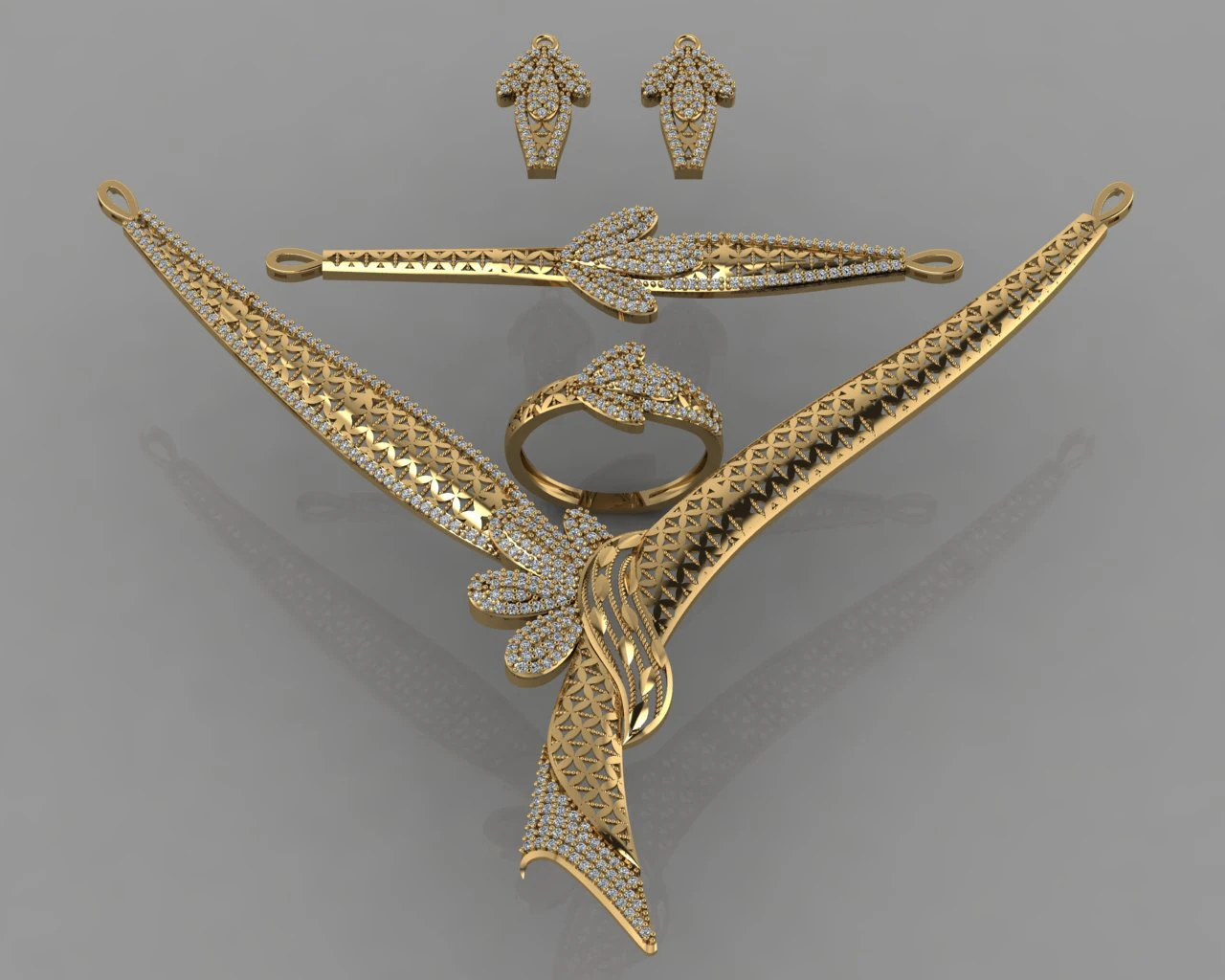 gc gold s004 - conjunto de diamantes Modelo de Impressão 3D .c4d .max .obj .3ds .fbx .stl .blend 