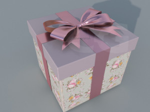 christmas gift box 1 3D Model