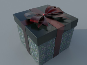 christmas gift box 1 3D Model