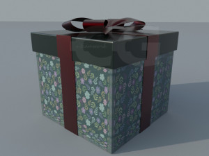 christmas gift box 1 3D Model