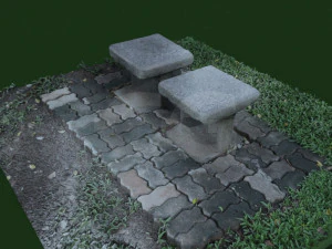 stone chair garden outdoor furniture 1 3D Model