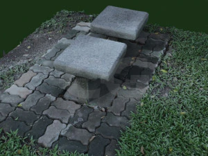 stone chair garden outdoor furniture 1 3D Model